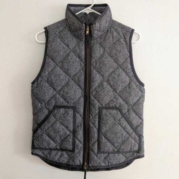 NWOT J. Crew Herringbone Gray and White Gold Vest Size Small - Picture 5 of 5